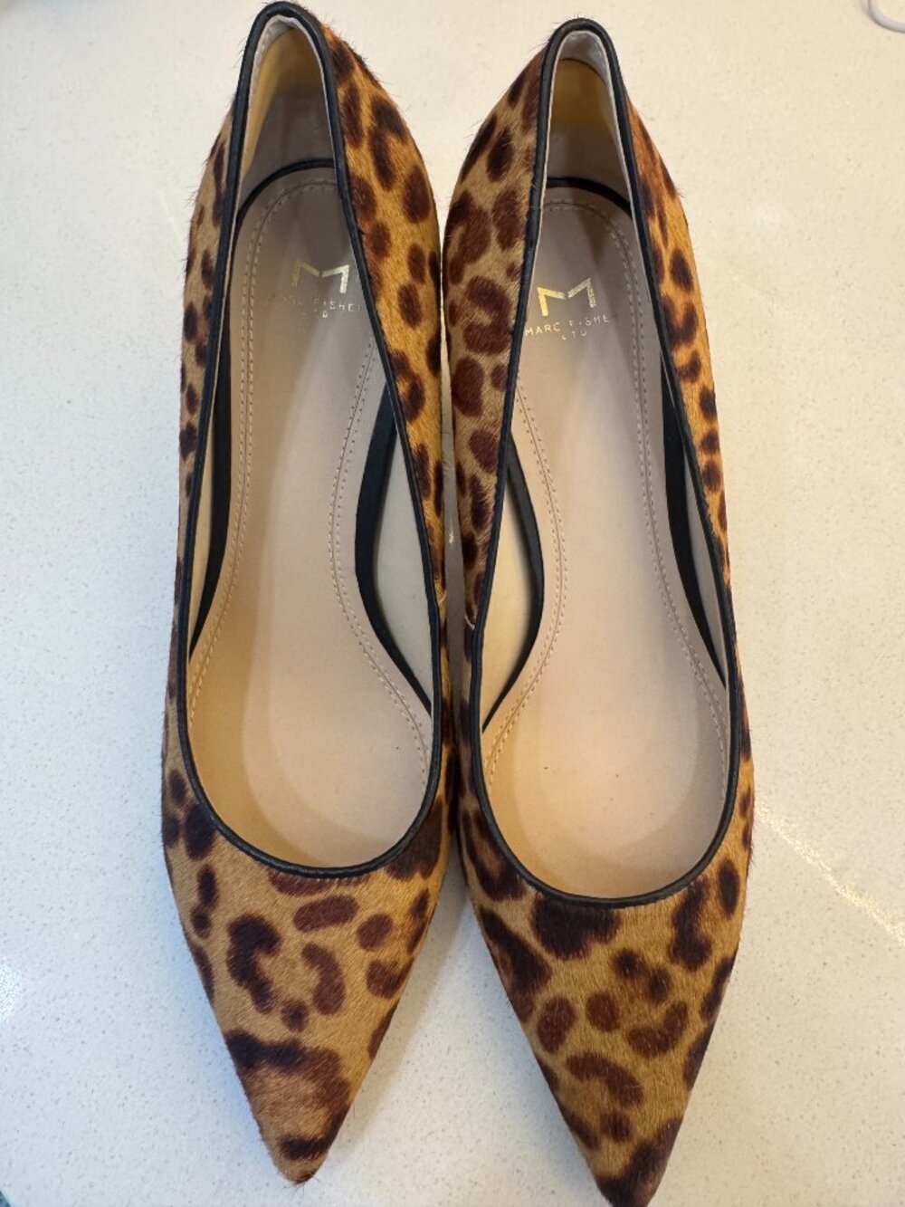 Marc Fisher LTD "Zala" block heel Leopard print calf hair pumps sz 8 1/2 W